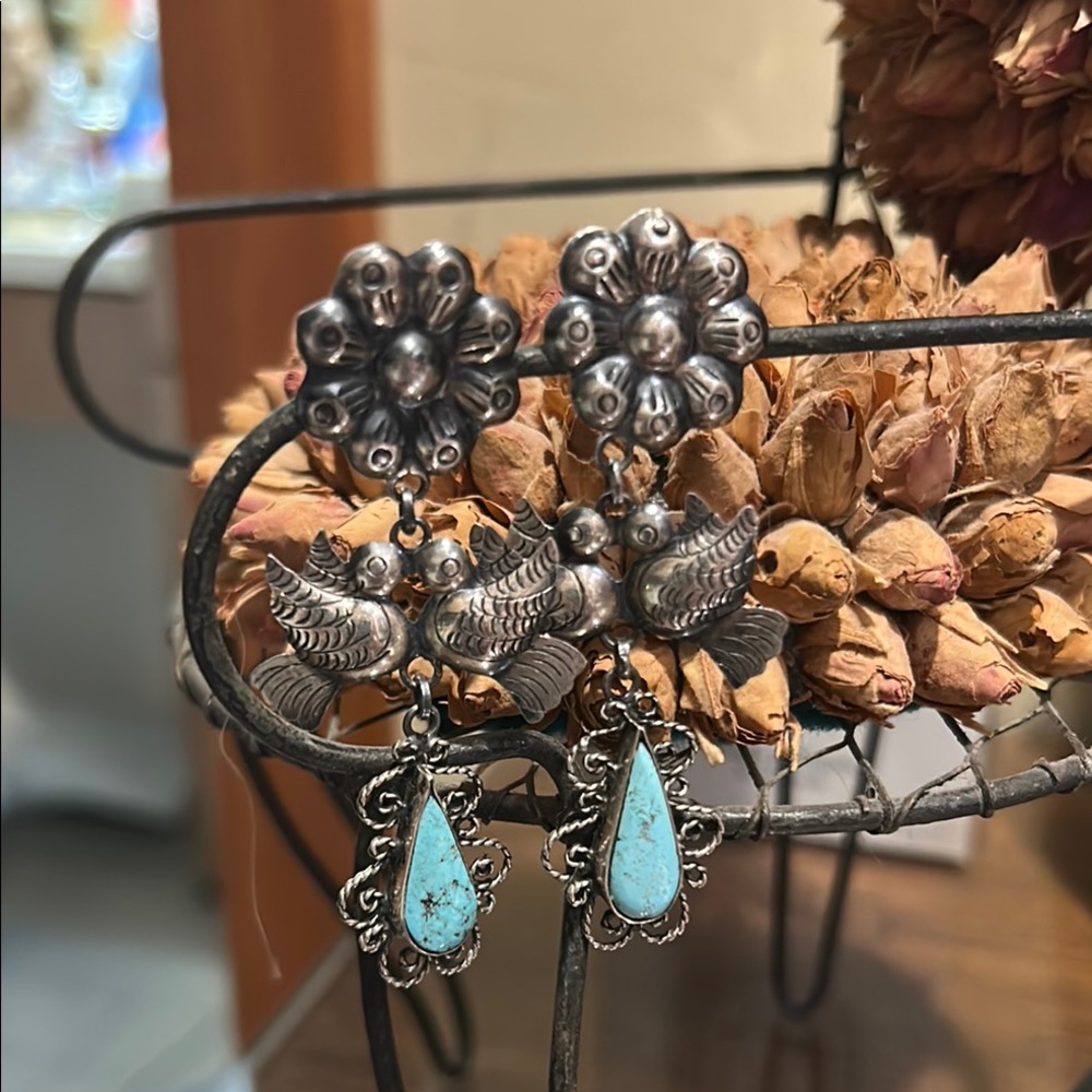 Silver and Turquoise Dangle Earrings